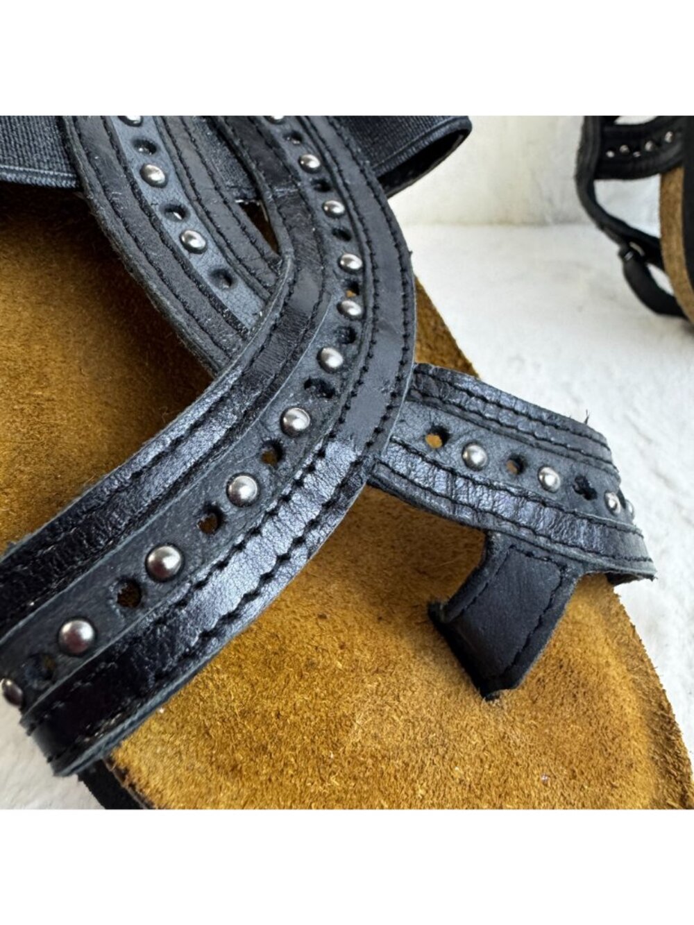 Naot Hillary Womens Size 8 39 Footbed Black Leather Studded Slingback Sandals - Picture 7 of 8
